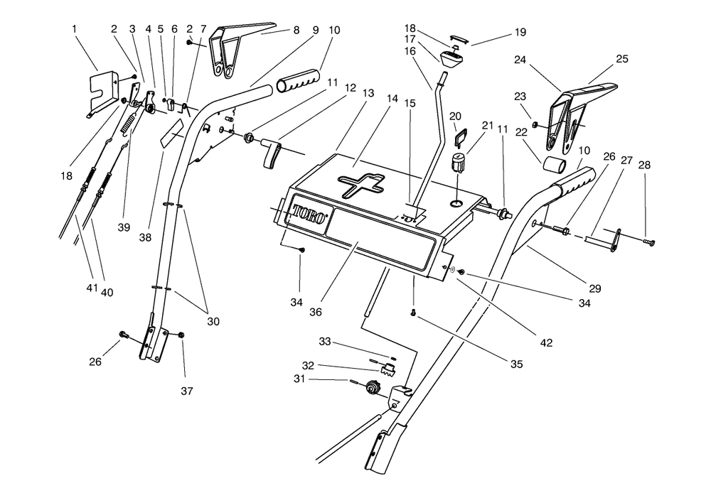 Handle Assembly Diagram and Parts List for 38540 8900001 - 8999999 Toro Snow Blower