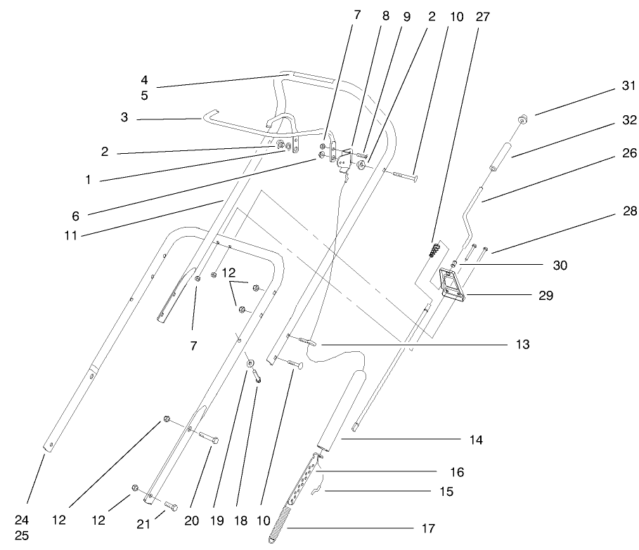 Handle Assembly Diagram and Parts List for 38431 8900001 - 8999999 Toro Snow Blower