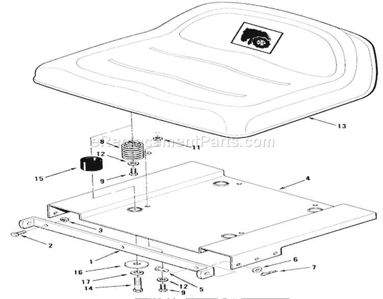 Seat And Suspension Diagram and Parts List for 33-08B303 1986 Toro Lawn Tractor