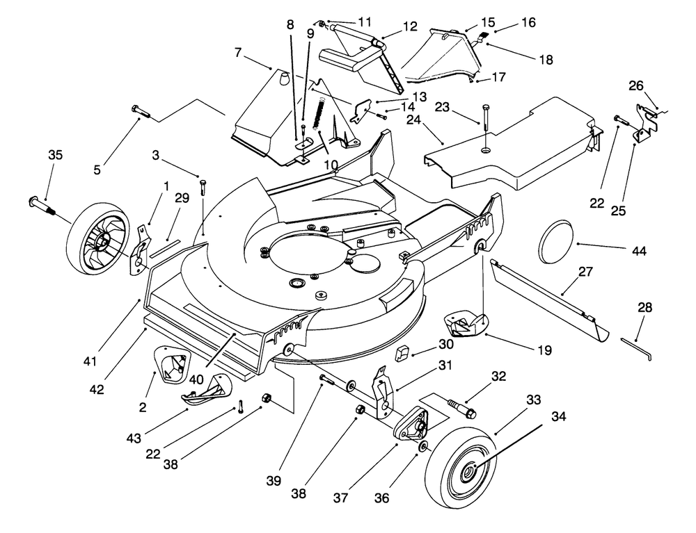 Housing Assembly Diagram and Parts List for 20764BC 59000001 - 59999999 Toro Lawn Mower