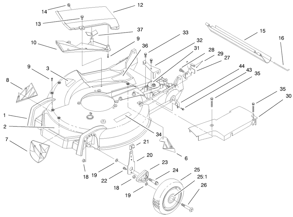 Housing Assembly Diagram and Parts List for 20494 8900001 - 8999999 Toro Lawn Mower