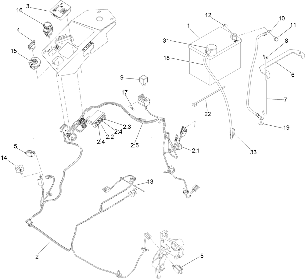 Electrical System Assembly Diagram and Parts List for 74960CP (311000001-311999999)(2011) Toro Lawn Mower