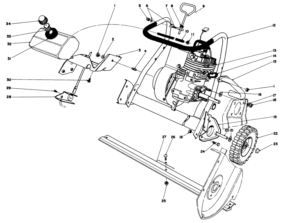 Engine Assembly Diagram and Parts List for 38232 3000001 - 3999999 Toro Snow Blower