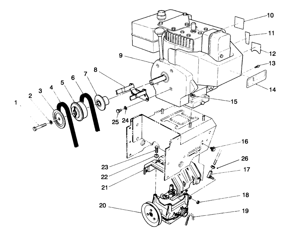 Engine Assembly Diagram and Parts List for 38543 4900001 - 4999999 Toro Snow Blower