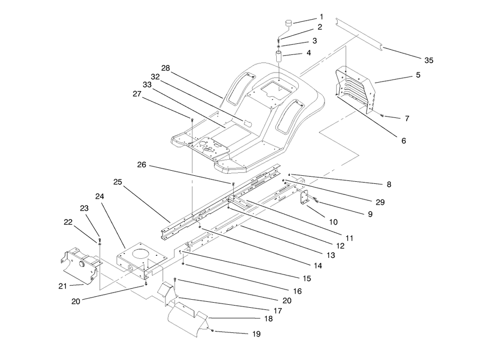 Frame Assembly Diagram and Parts List for 71190 7900001 - 7999999 Toro Lawn Tractor