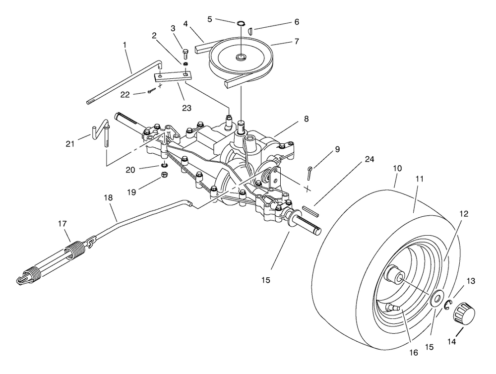 Rear Axle Assembly Diagram and Parts List for 70082 8900001 - 8999999 Toro Lawn Tractor