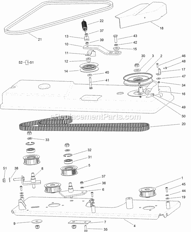 Cutting Pan And Drive System Assembly No. 125 Diagram and Parts List for 74585 312000001-312999999 Toro Lawn Mower
