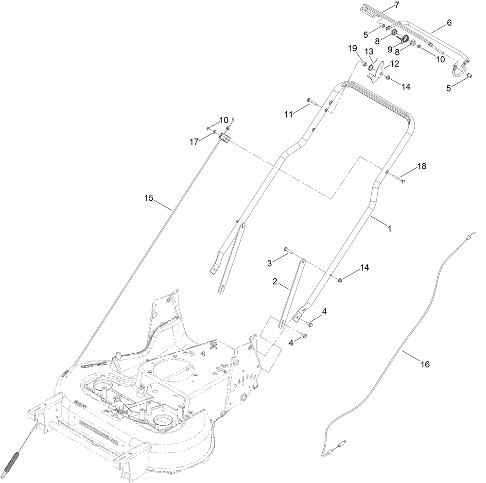 Handle Assembly Diagram and Parts List for 22210 400000000-402099999 Toro Lawn Mower