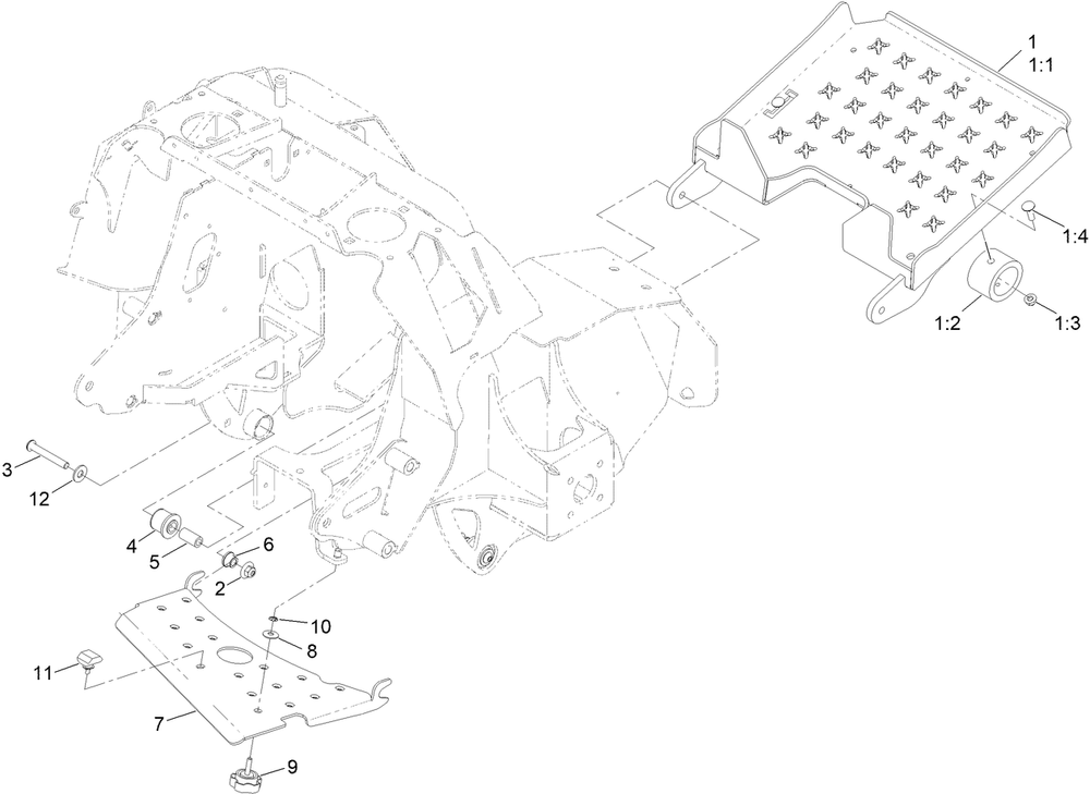Platform Assembly Diagram and Parts List for 74532 400000000 - 417099999 Toro Lawn Tractor