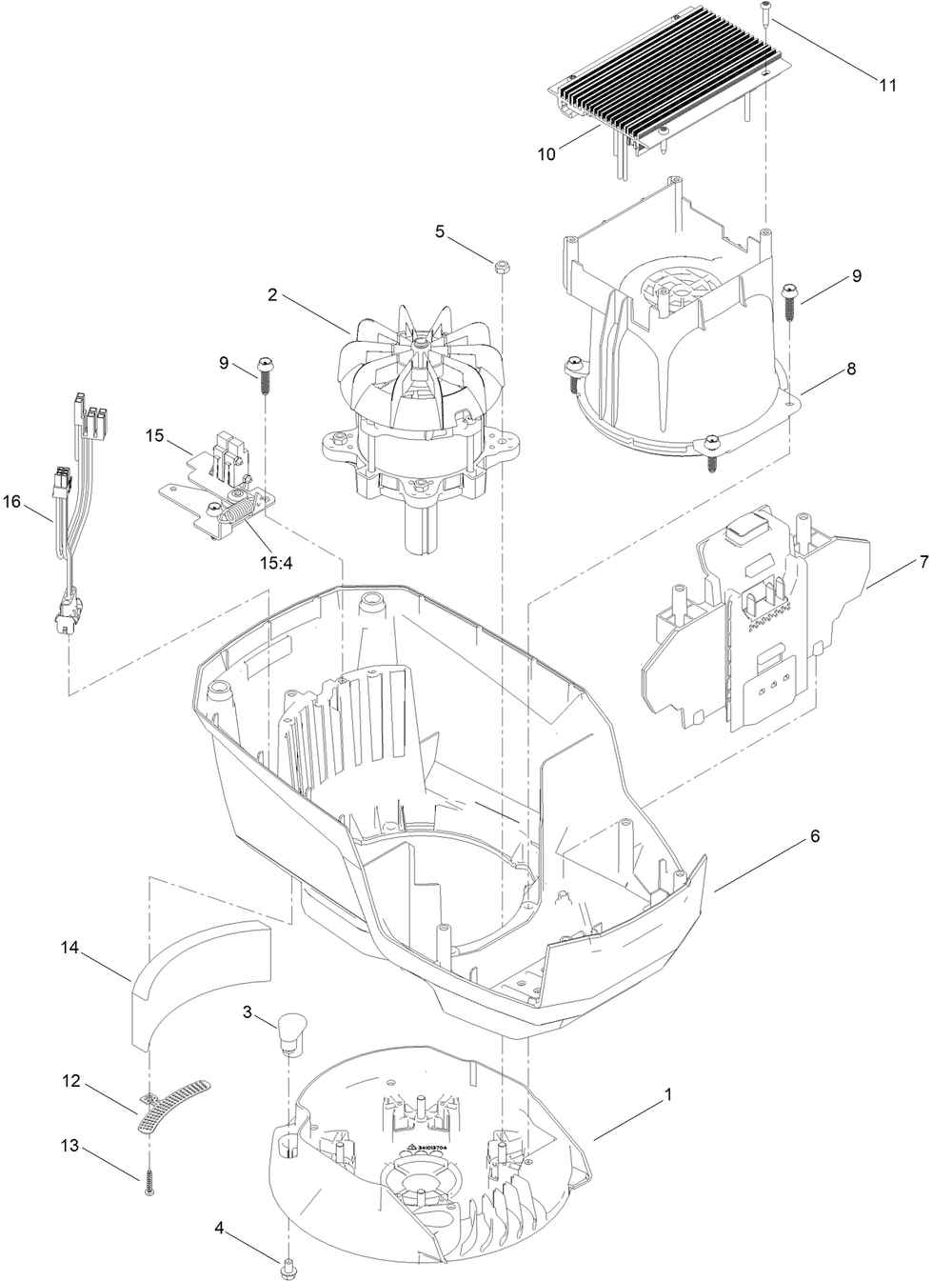 Motor Module No. 140-4203  Lower Shroud Assembly Diagram and Parts List for 21566 400000000 - 999999999 Toro Lawn Mower