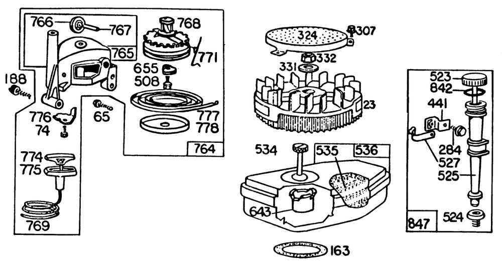 Engine Briggs & Stratton Model No. 93508-0196-01, Engine Briggs & Stratton Model No. 92908-2054-01 Diagram and Parts List for 20698 2000001 - 2999999 Toro Lawn Mower