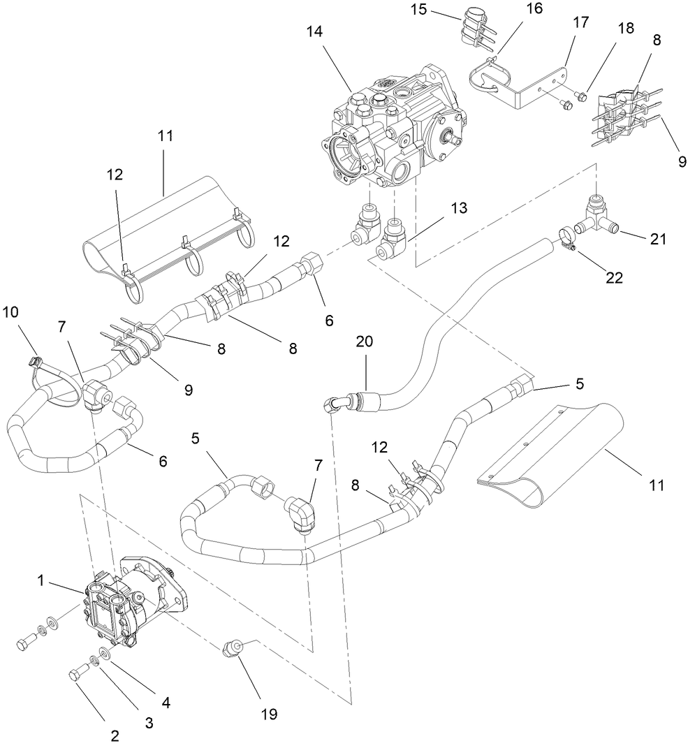 Motor Plumbing Assembly Diagram and Parts List for 25530T 323000000 - 999999999 Toro Lawn Tractor Accessories