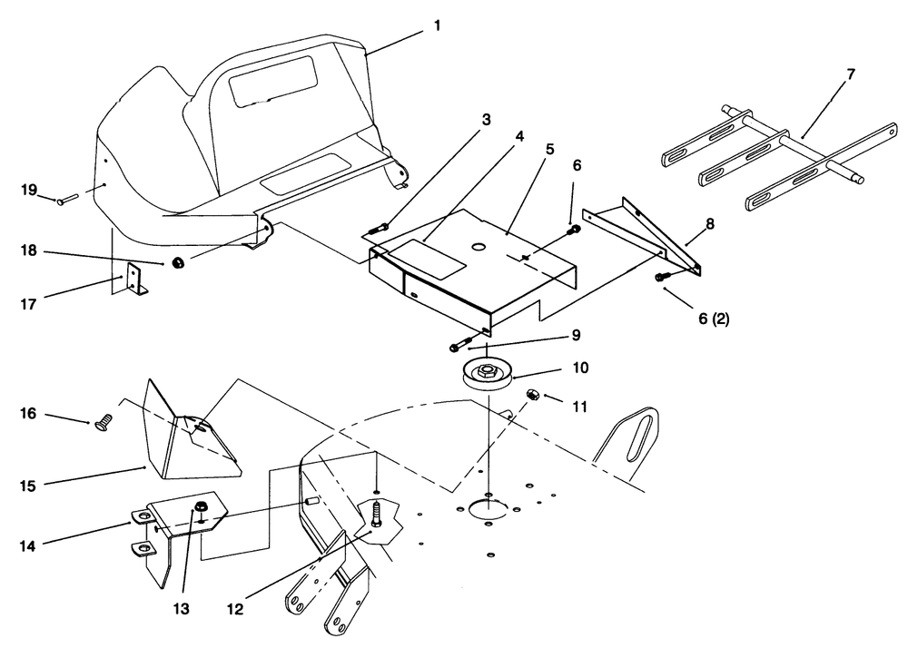 48" Deck Components Assembly Diagram and Parts List for 79301 6900001 - 6999999 Toro Lawn Tractor Accessories