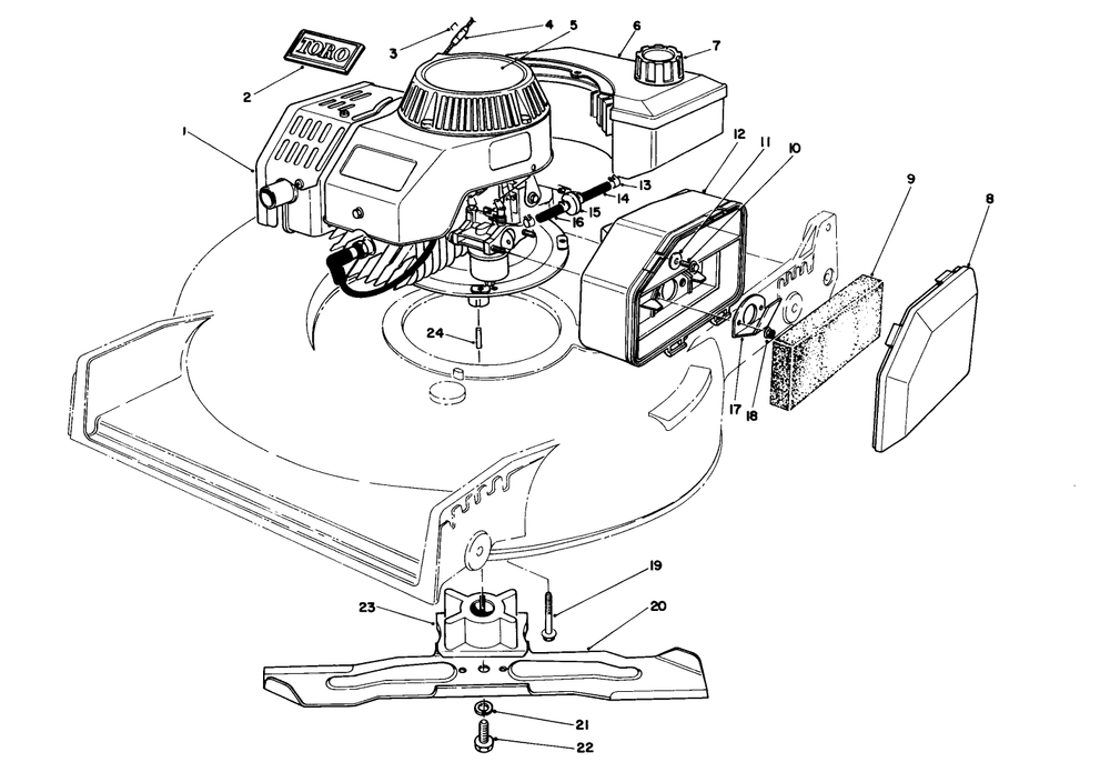 Engine Assembly (Model No. 47pg6) (Used On Units With Serial No. 7001111 & Up) Diagram and Parts List for 20581 7000001 - 7999999 Toro Lawn Mower