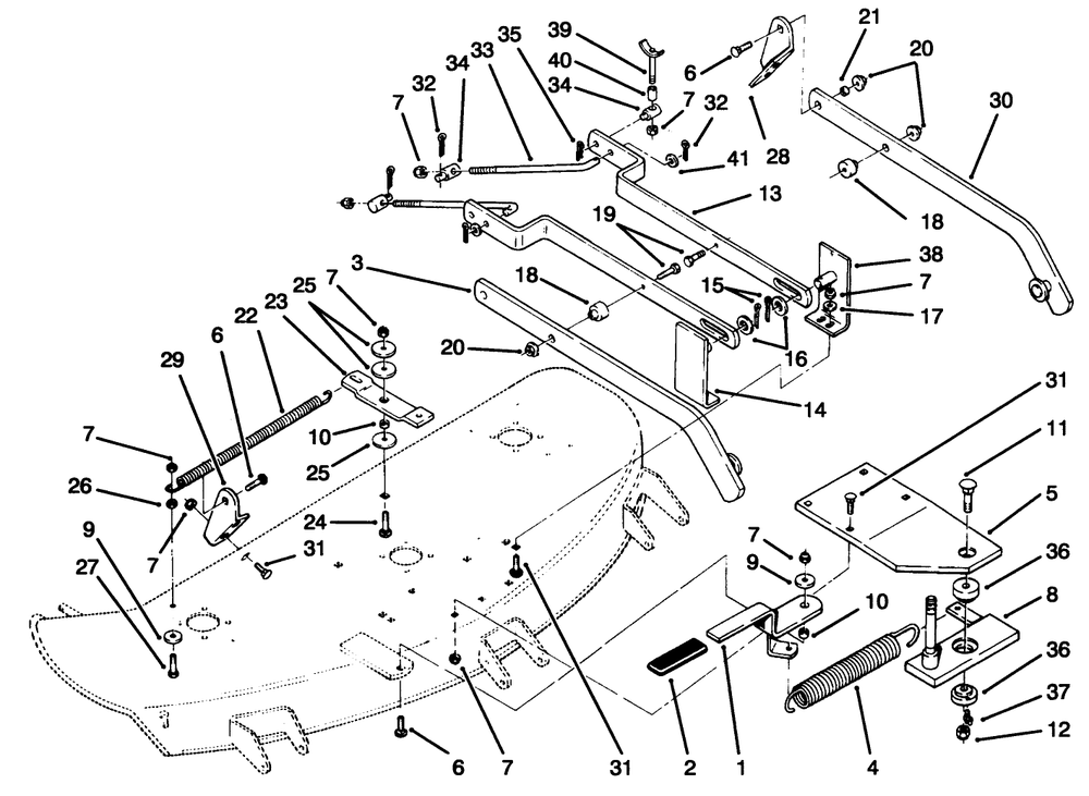 Deck Assembly Diagram and Parts List for 78415 690001 - 699999 Toro Lawn Mower