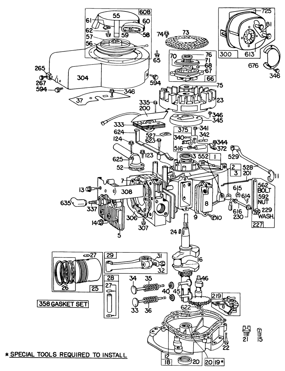 Engine Briggs & Stratton Model 130902-0496-01 Diagram and Parts List for 56006 6000001 - 6999999 Toro Lawn Tractor