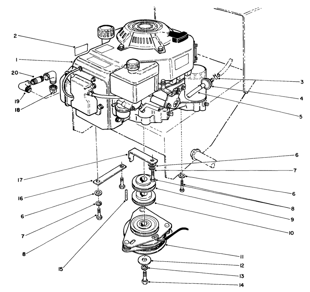 Engine Assembly Diagram and Parts List for 30175 20000001 - 29999999 Toro Lawn Tractor Accessories