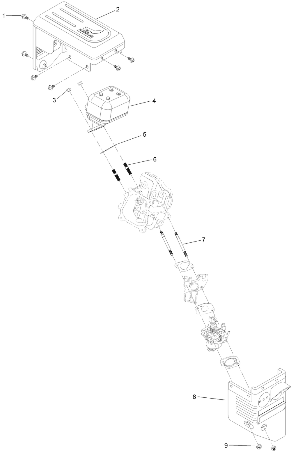 Intake And Exhaust Assembly Diagram and Parts List for 36002 409000000 - 412999999 Toro Snow Blower