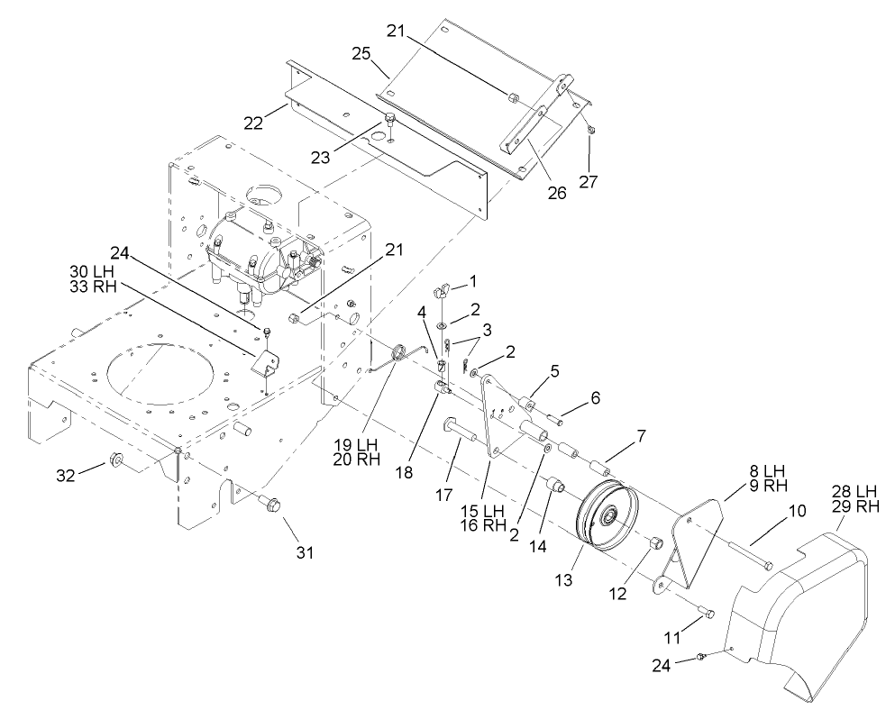 Lower Control Assembly Diagram and Parts List for 30261TE (240000001-240999999)(2004) Toro Lawn Mower