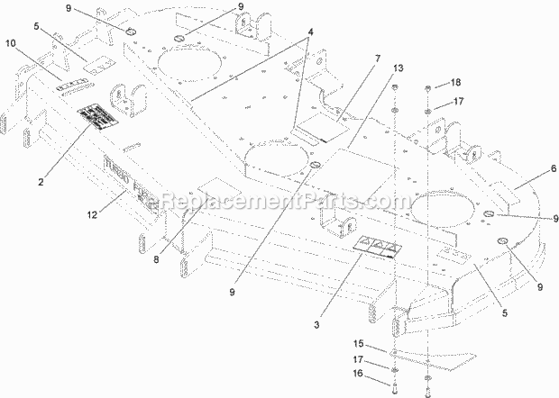 Deck Assembly No. 107-3974 Diagram and Parts List for 74262TE 260000001-260999999 Toro Lawn Mower