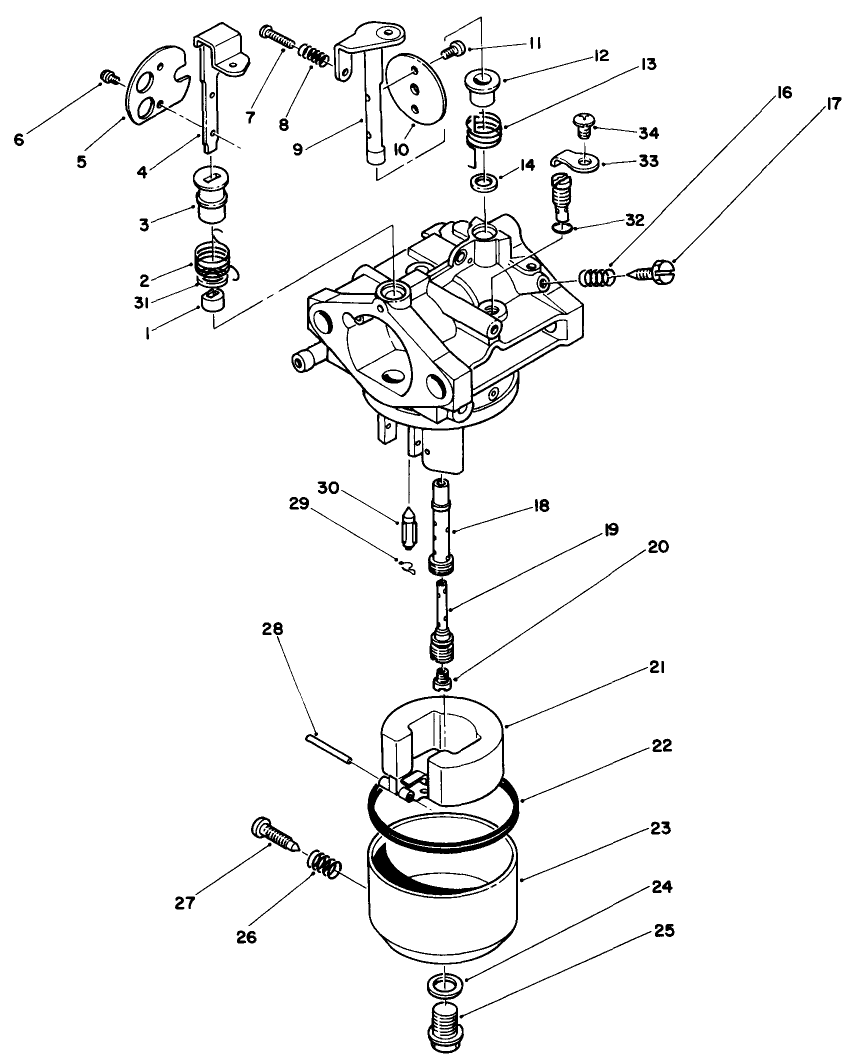 Carburetor Assembly Diagram and Parts List for 30112 8000001 - 8999999 Toro Lawn Tractor Accessories