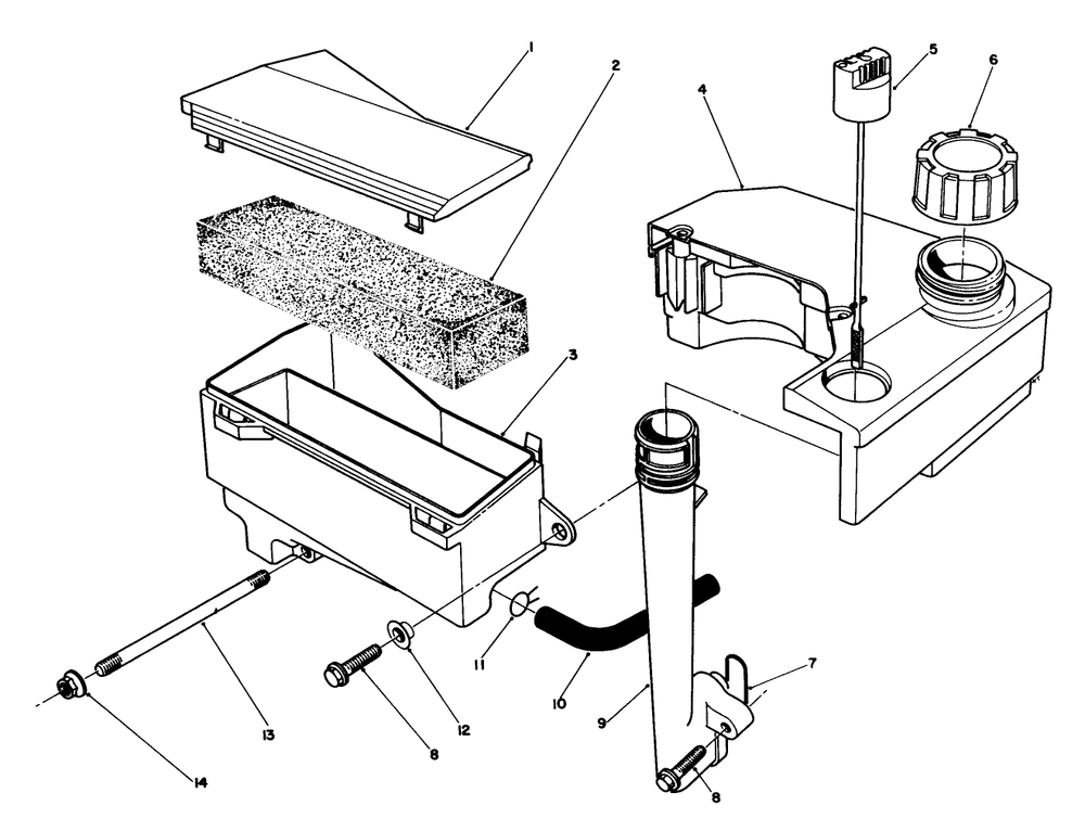Air Cleaner & Fuel Tank Assembly (Model No. Vmg6) Diagram and Parts List for 20620 7000001 - 7999999 Toro Lawn Mower