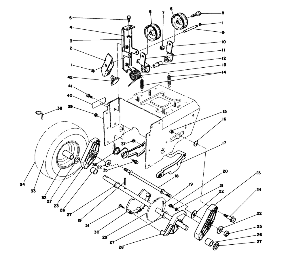 Traction Drive Assembly Diagram and Parts List for 38573 9000001 - 9999999 Toro Snow Blower