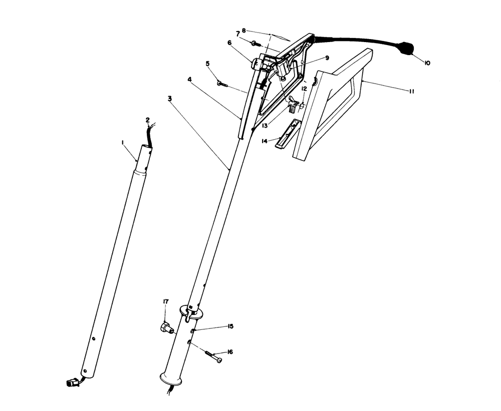 Handle Assembly Diagram and Parts List for 38305 1090101 - 1999999 Toro Snow Blower