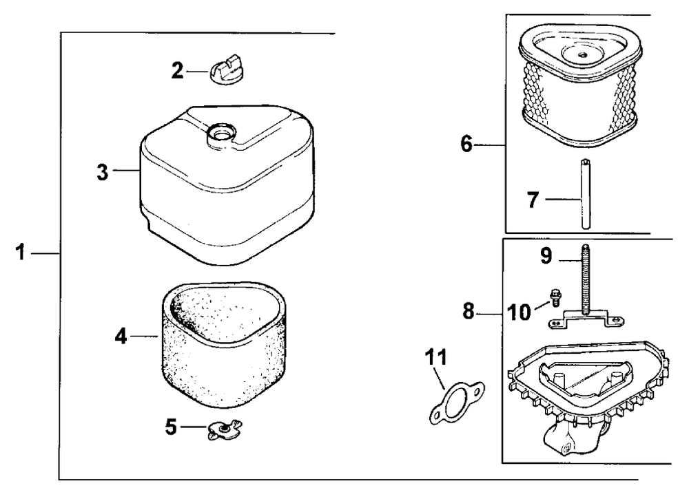 Air Cleaner Diagram and Parts List for 30159 890001 - 899999 Toro Lawn Tractor Accessories