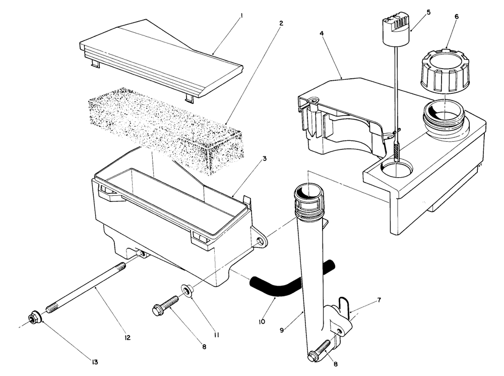 Air Cleaner & Fuel Tank Assembly (Engine No. Vml0-5) Diagram and Parts List for 26625B 1000001 - 1999999 Toro Lawn Mower