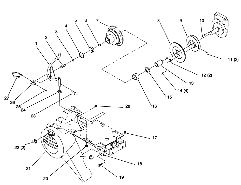 Pto Clutch Pulley Diagram and Parts List for 73363 6900001 - 6999999 Toro Lawn Tractor