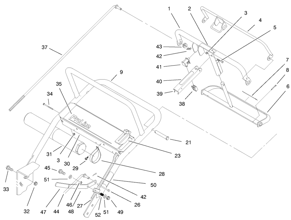 Handle Asm Diagram and Parts List for 30197 990001 - 999999 Toro Lawn Mower