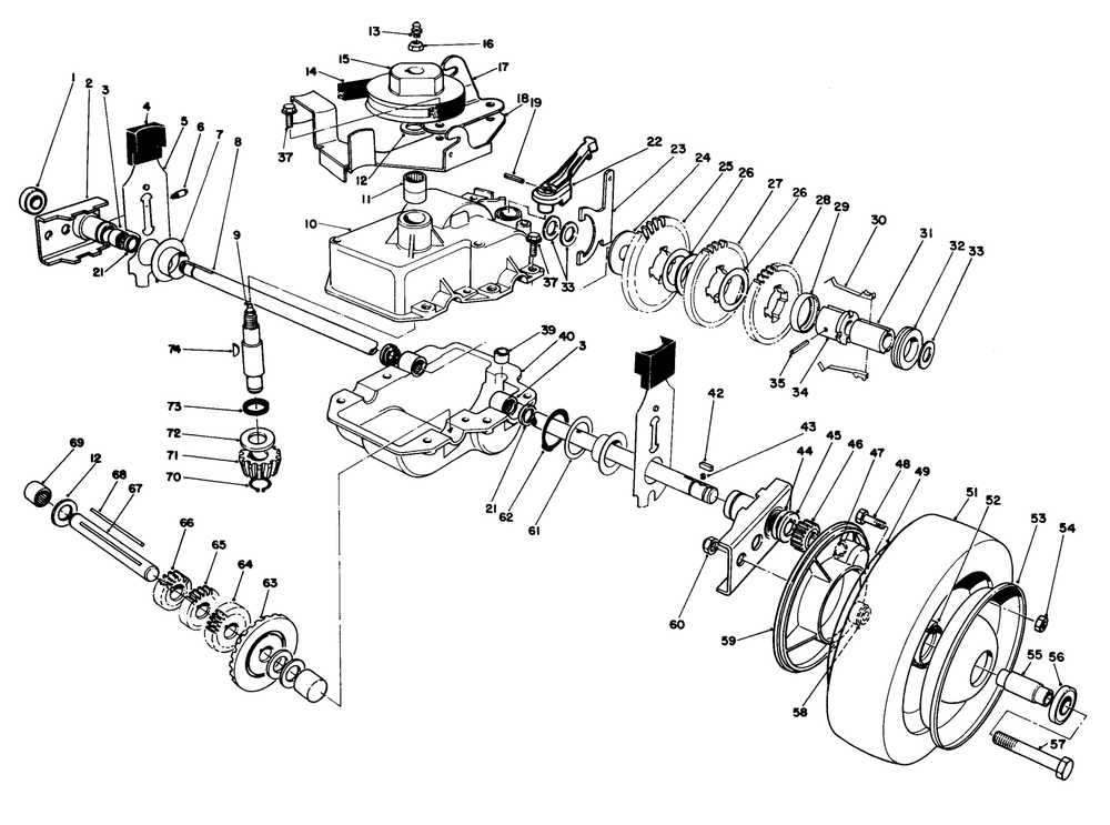 Gear Case Assembly Diagram and Parts List for 22700B 39000001 - 39999999 Toro Lawn Mower