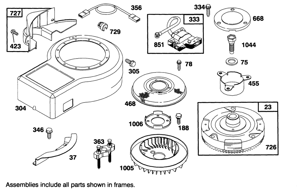 Engine Briggs & Stratton Model 283707-0156-01 Diagram and Parts List for 71182 4900001 - 4999999 Toro Lawn Tractor