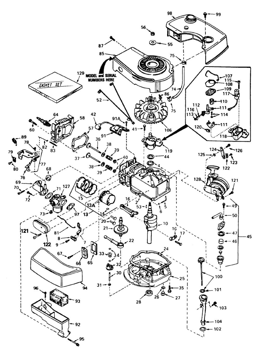Engine Tecumseh Model No. Tnt100-10075d Diagram and Parts List for 10500 1000001 - 1999999 Toro Lawn Mower