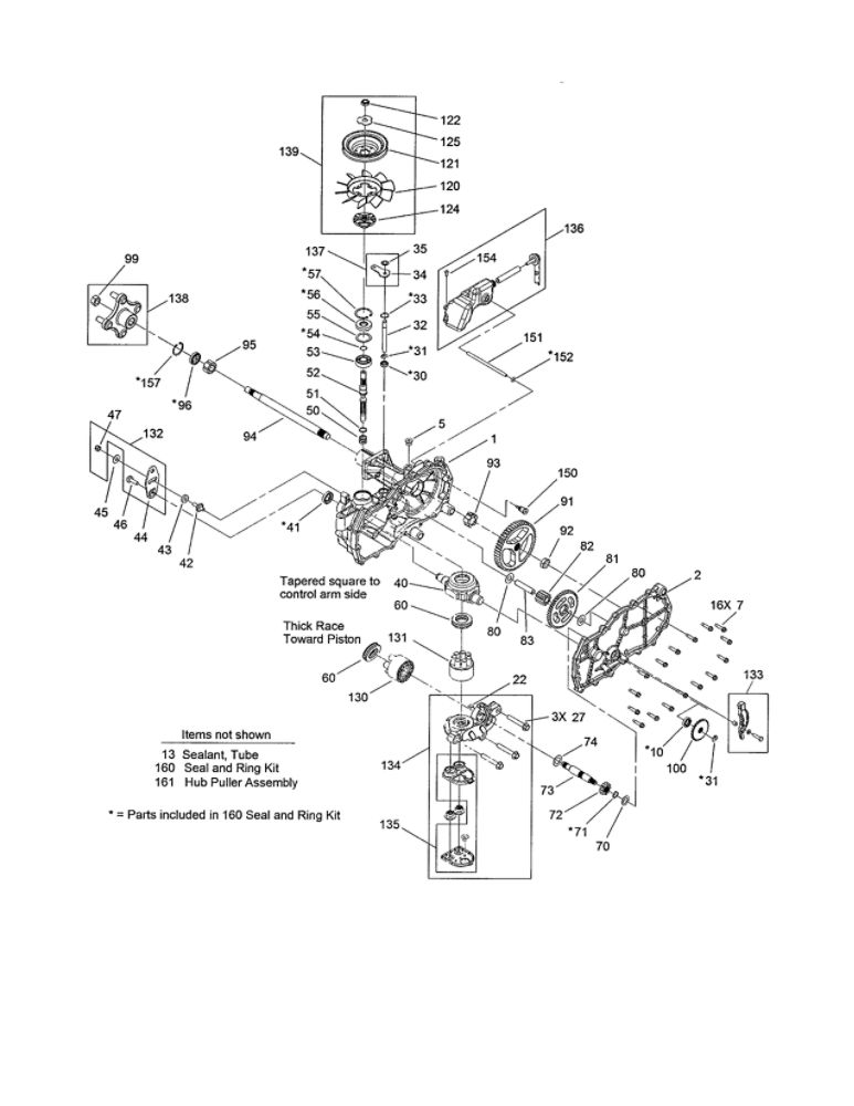 Rh Hydro Transaxle Diagram and Parts List for 74624 311000001 AND UP Toro Lawn Mower