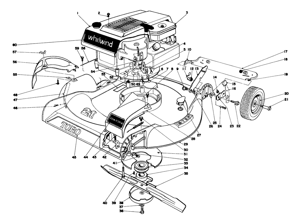 Housing And Engine Assembly Model 16273 Diagram and Parts List for 16073 5000001 - 5999999 Toro Lawn Mower