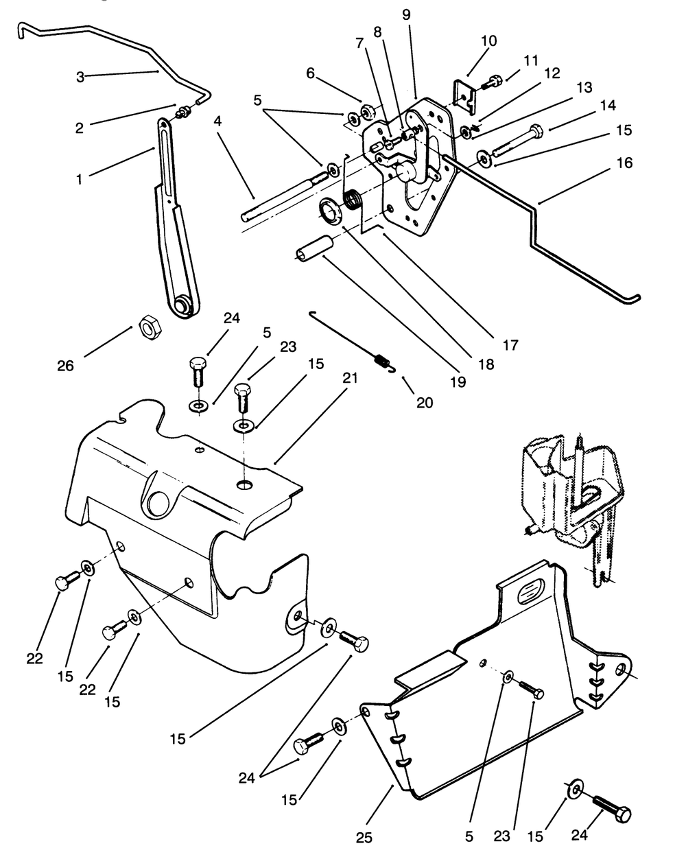 Governor Linkage & Cover Assembly Diagram and Parts List for 72041 3900001 - 3999999 Toro Lawn Tractor