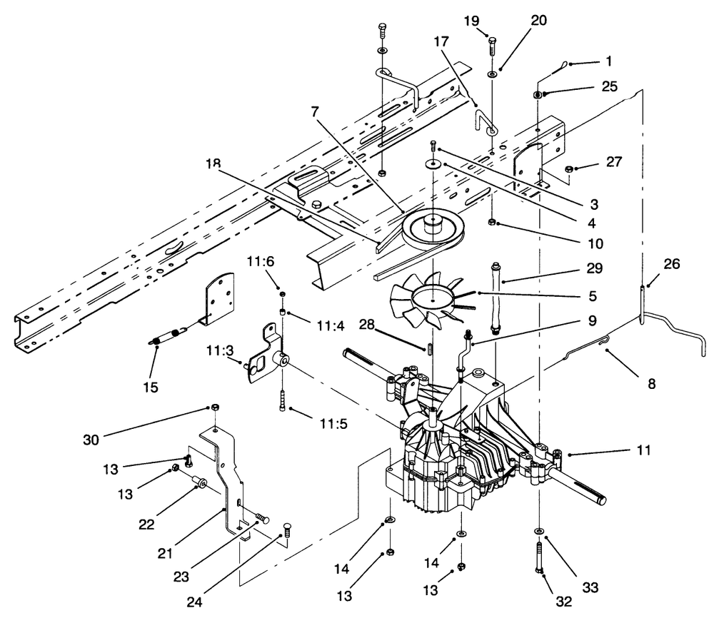 Transaxle Assembly Diagram and Parts List for 71196 6900001 - 6999999 Toro Lawn Tractor