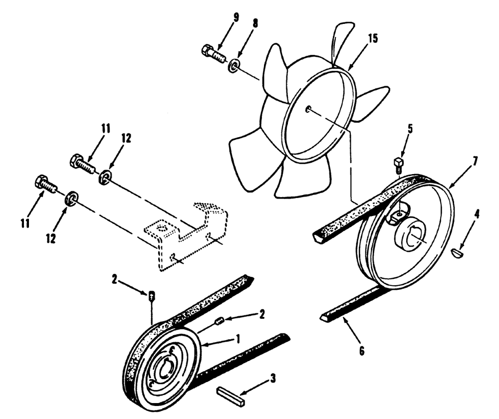 Drive Belt And Pulleys Diagram and Parts List for 41-20OE03 2000001 - 2999999 Toro Lawn Tractor