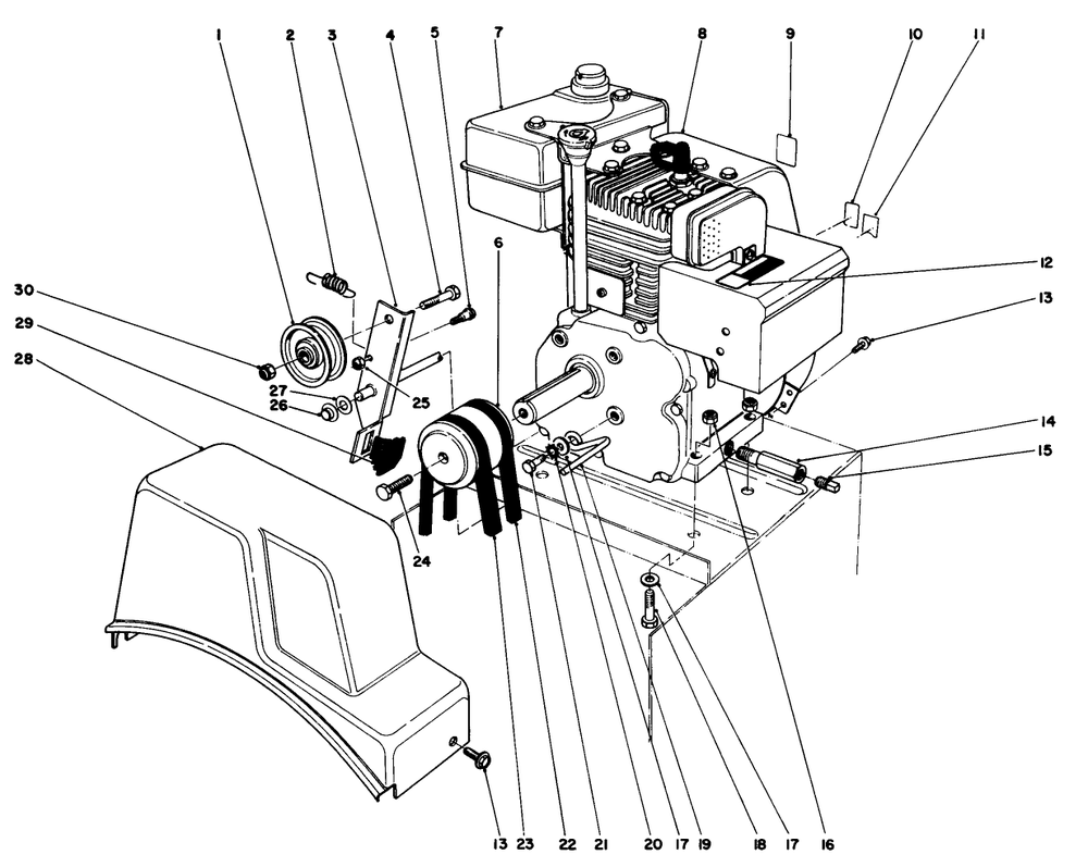 Engine Assembly Diagram and Parts List for 38054 2000001 - 2999999 Toro Snow Blower
