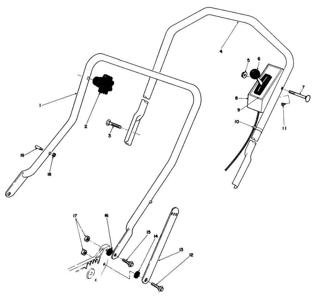Handle Assembly Diagram and Parts List for 20582C 6000001 - 6999999 Toro Lawn Mower
