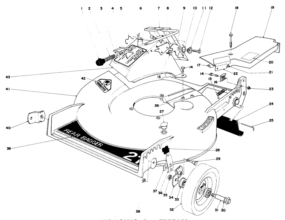 Housing Assembly Diagram and Parts List for 20785 0000001 - 0999999 Toro Lawn Mower