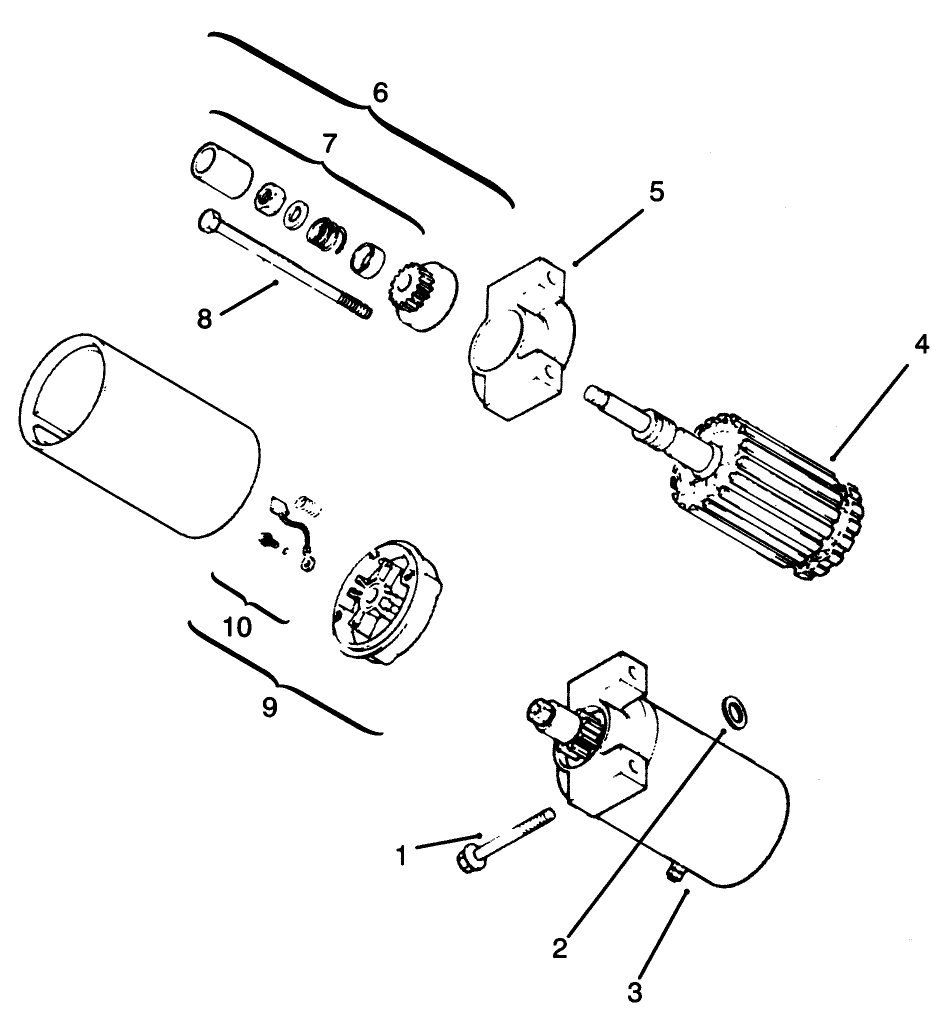 Starting System Diagram and Parts List for 72043 6900001 - 6999999 Toro Lawn Tractor