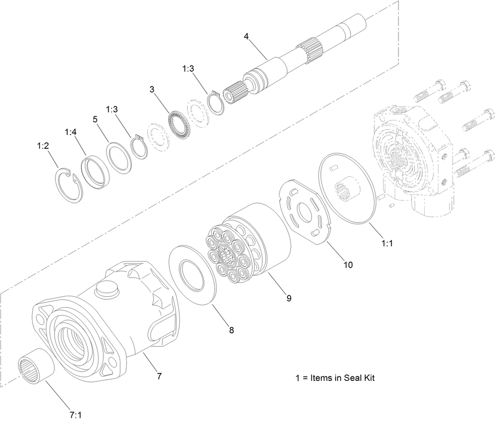 Hydraulic Motor Assembly No. 121-4325 Diagram and Parts List for 23214 404320000 - 405799999 Toro Stump Grinder