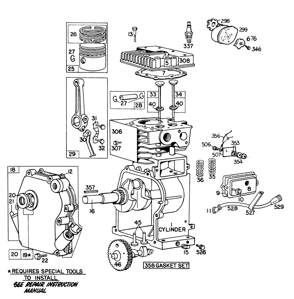Engine Briggs & Stratton Model 111202-0131-01 4 H.P. Tiller Model 58336 Diagram and Parts List for 58307 8000001 - 8999999 Toro Tiller
