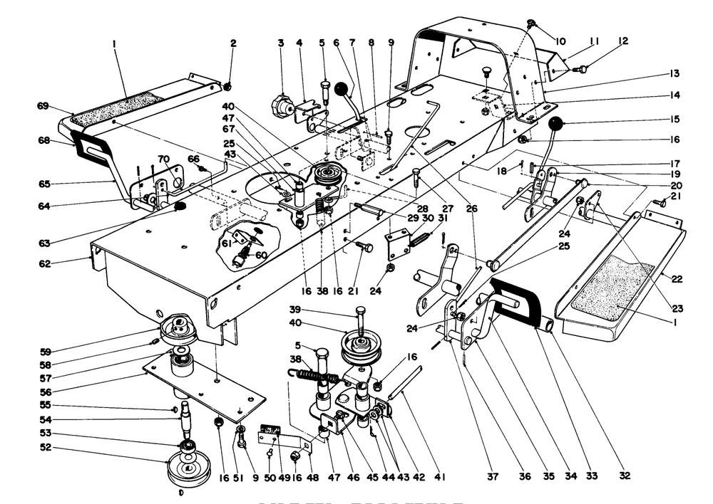 Frame Assembly Diagram and Parts List for 57043 1000001 - 1999999 Toro Lawn Tractor