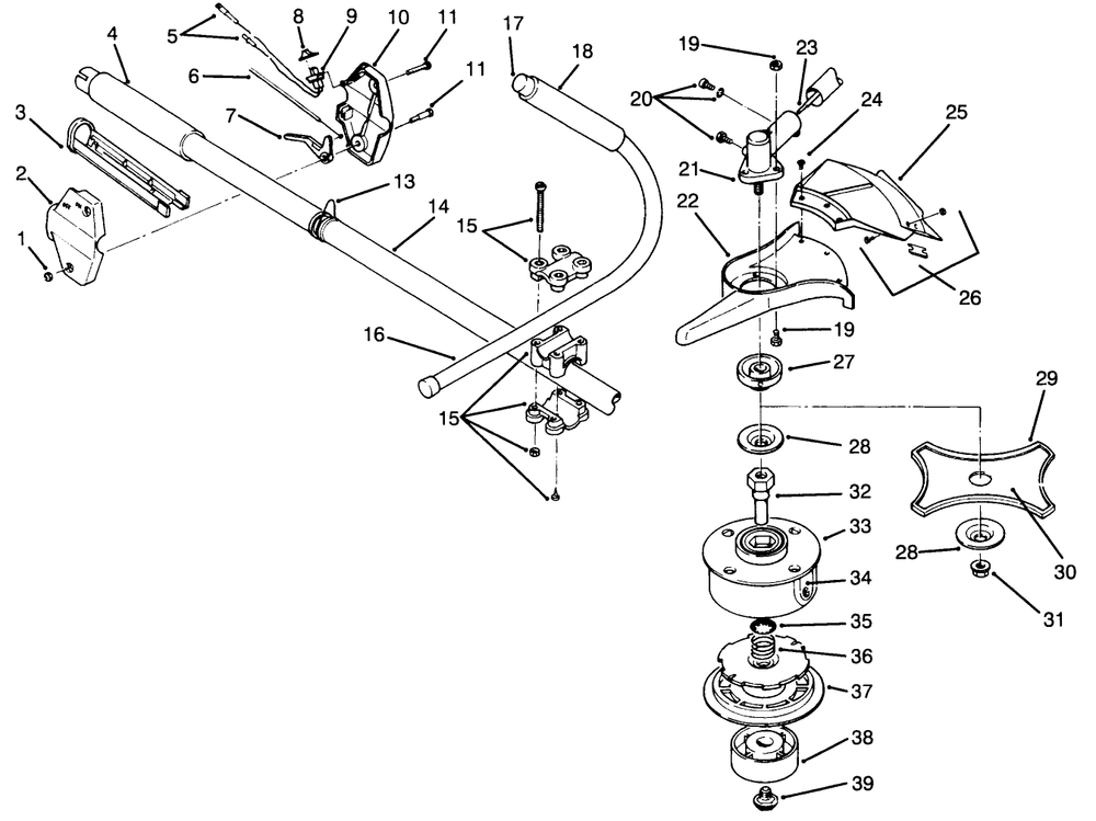Handle Assembly Model No. 51653 Diagram and Parts List for 51620 5900001 - 5999999 Toro Trimmer