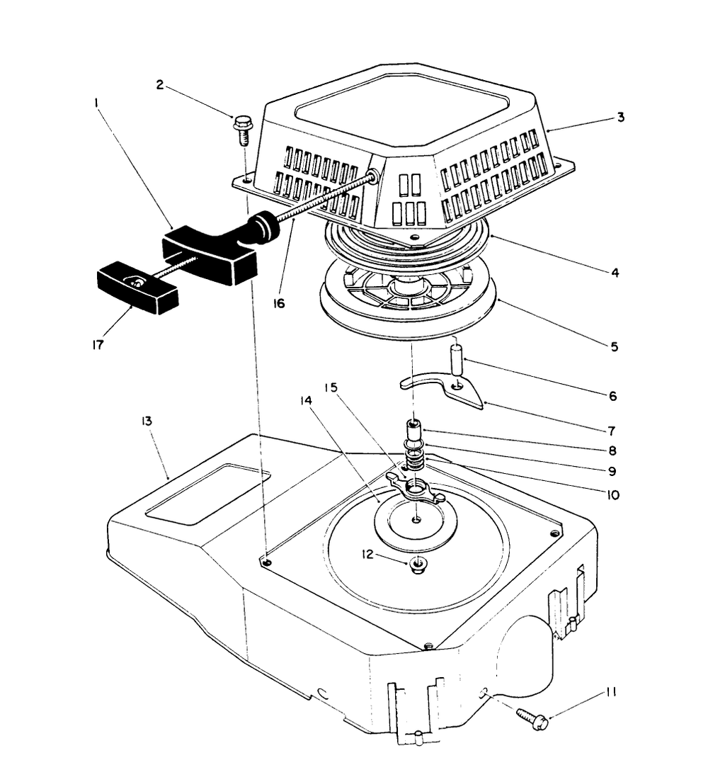 Recoil Assembly (Engine Model No. Vmk9-2) Diagram and Parts List for 26622 0003101 - 0999999 Toro Lawn Mower