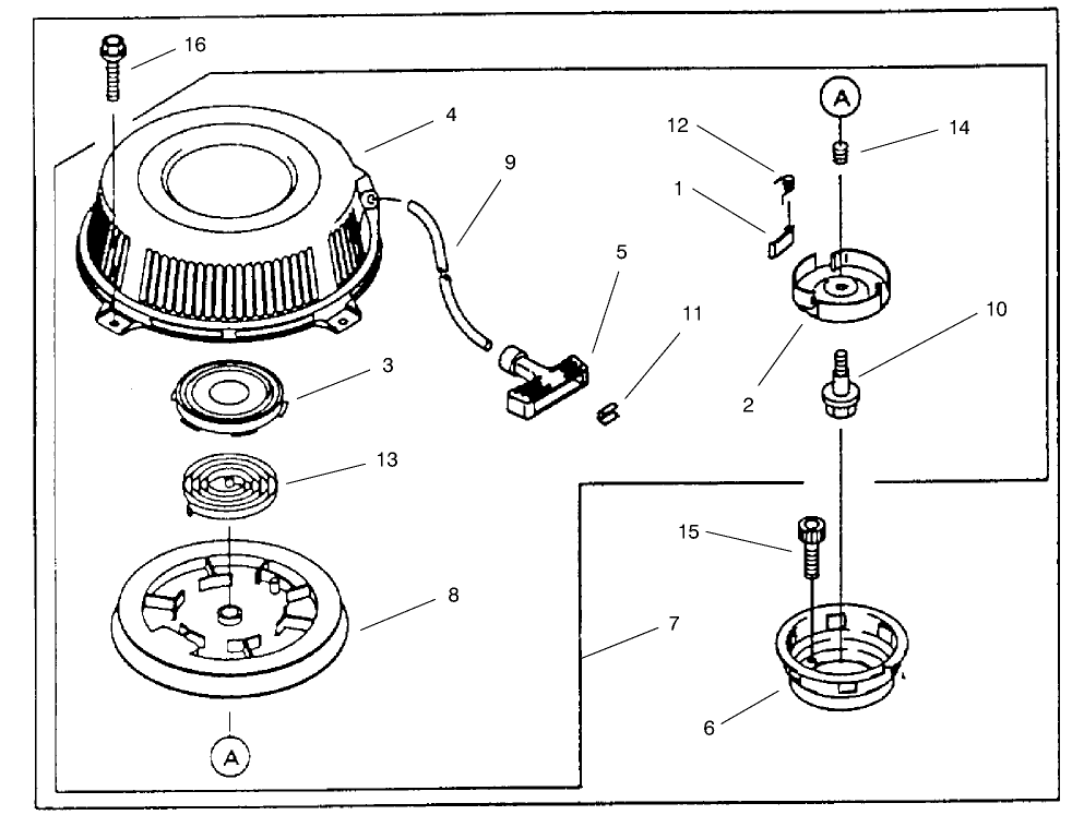 Starter Diagram and Parts List for 30196 990201 - 999999 Toro Lawn Mower